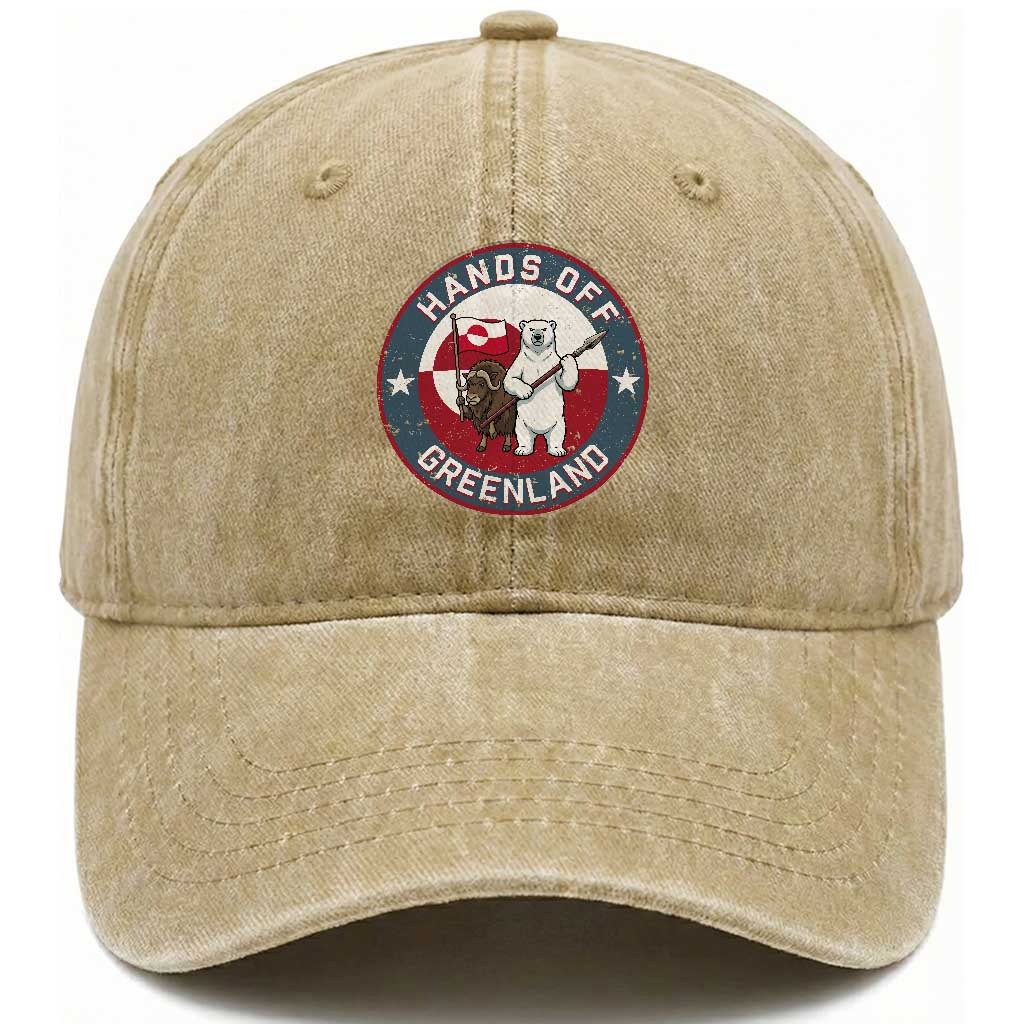 Hands Off Greenland Washed Cotton Baseball Cap Anti Authoritarian Political Gag Gift TS12 Print Your Wear
