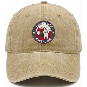 Hands Off Greenland Washed Cotton Baseball Cap Anti Authoritarian Political Gag Gift TS12 Print Your Wear