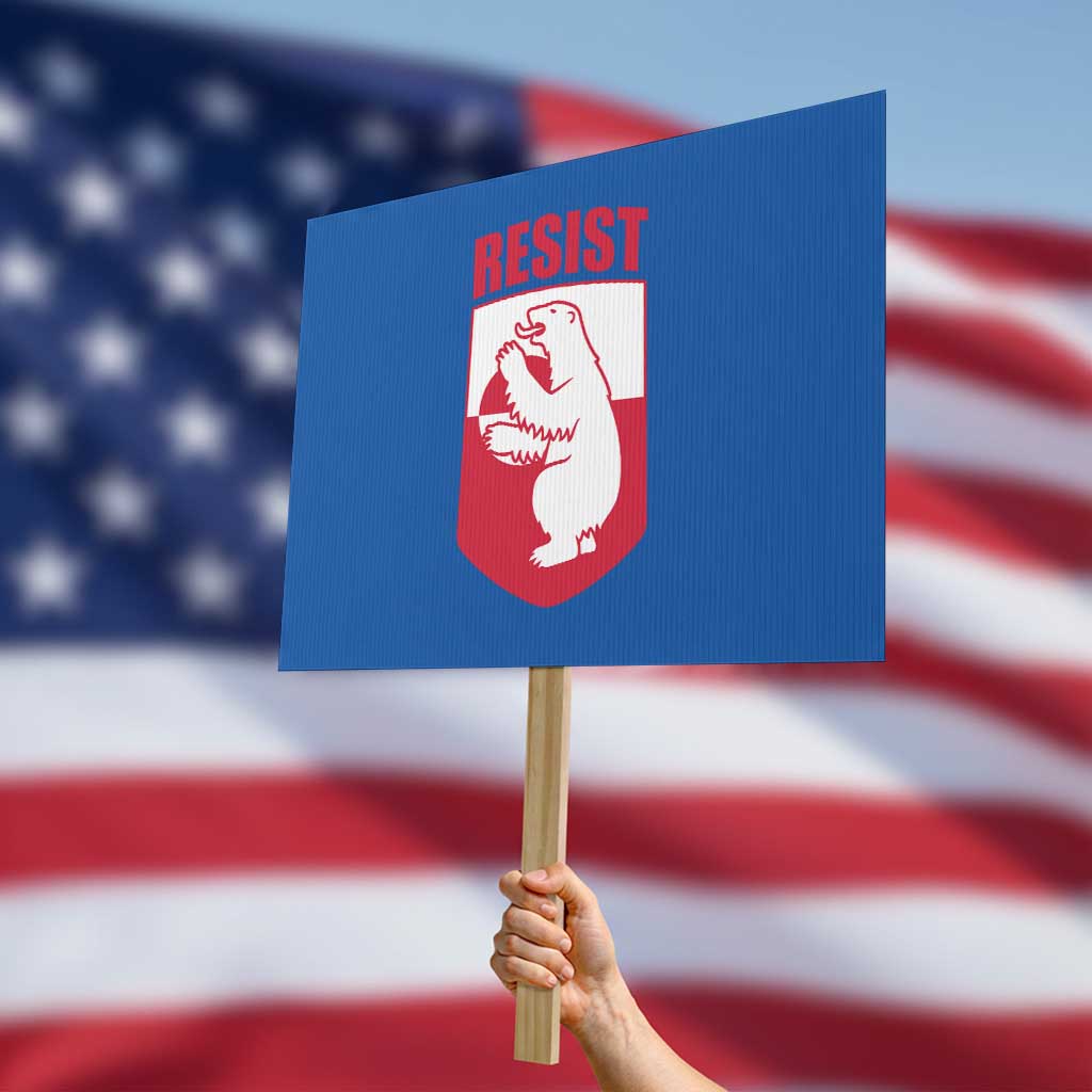Greenland Resist Protest Sign Stand With Greenlanders TS12 Horizontal 18