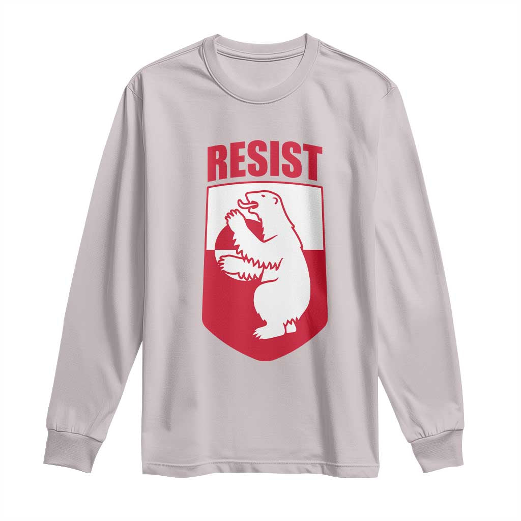 Greenland Resist Long Sleeve Shirt Stand With Greenlanders TS12 Ice Gray Print Your Wear