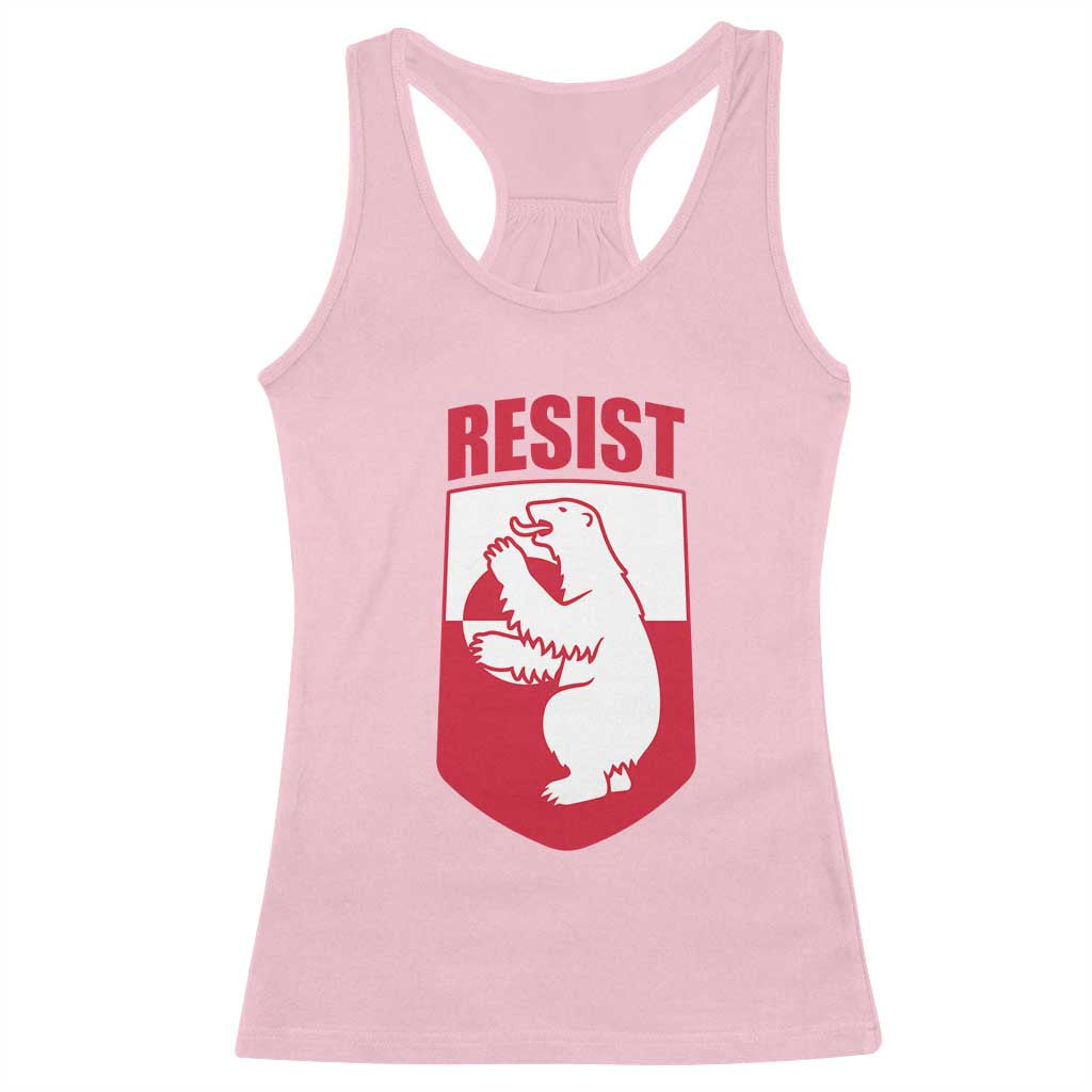 Greenland Resist Racerback Tank Top Stand With Greenlanders TS12 Light Pink Print Your Wear
