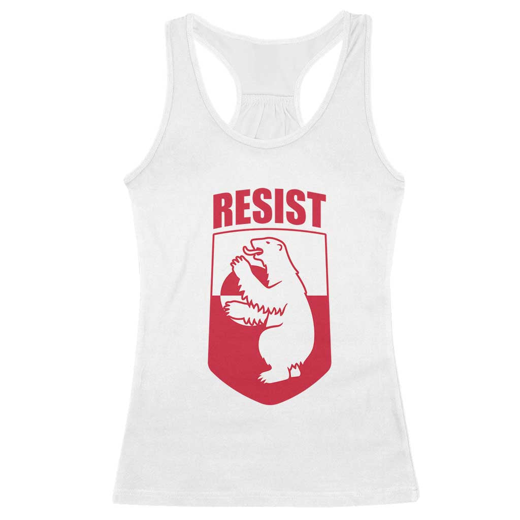 Greenland Resist Racerback Tank Top Stand With Greenlanders TS12 White Print Your Wear