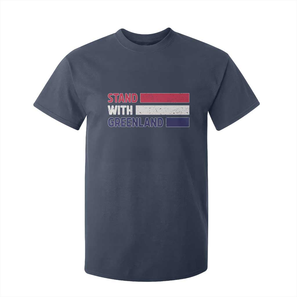 Vintage Retro Stand With Greenland T Shirt For Kid Support Greenlander Gift TS12 Navy Print Your Wear