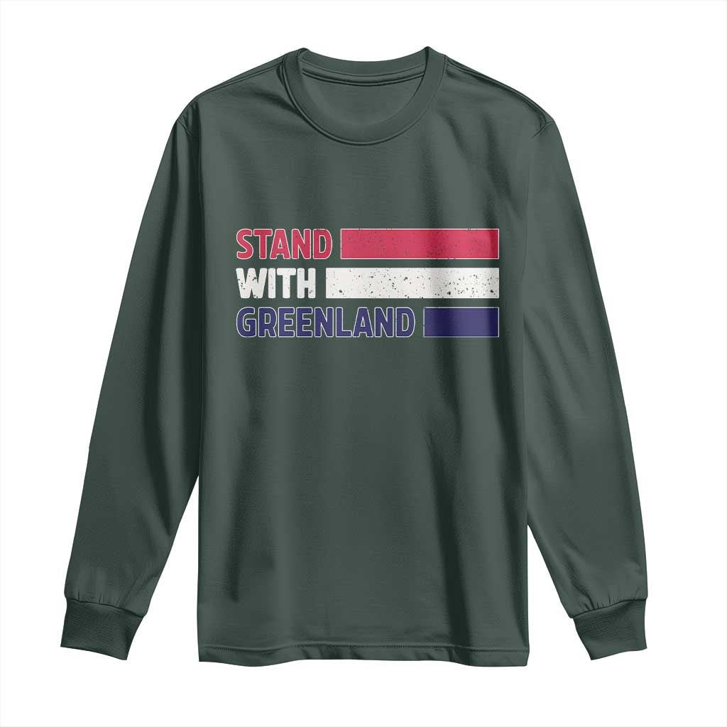 Vintage Retro Stand With Greenland Long Sleeve Shirt Support Greenlander Gift TS12 Dark Forest Green Print Your Wear
