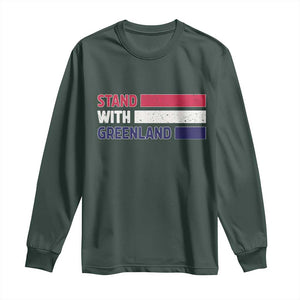 Vintage Retro Stand With Greenland Long Sleeve Shirt Support Greenlander Gift TS12 Dark Forest Green Print Your Wear