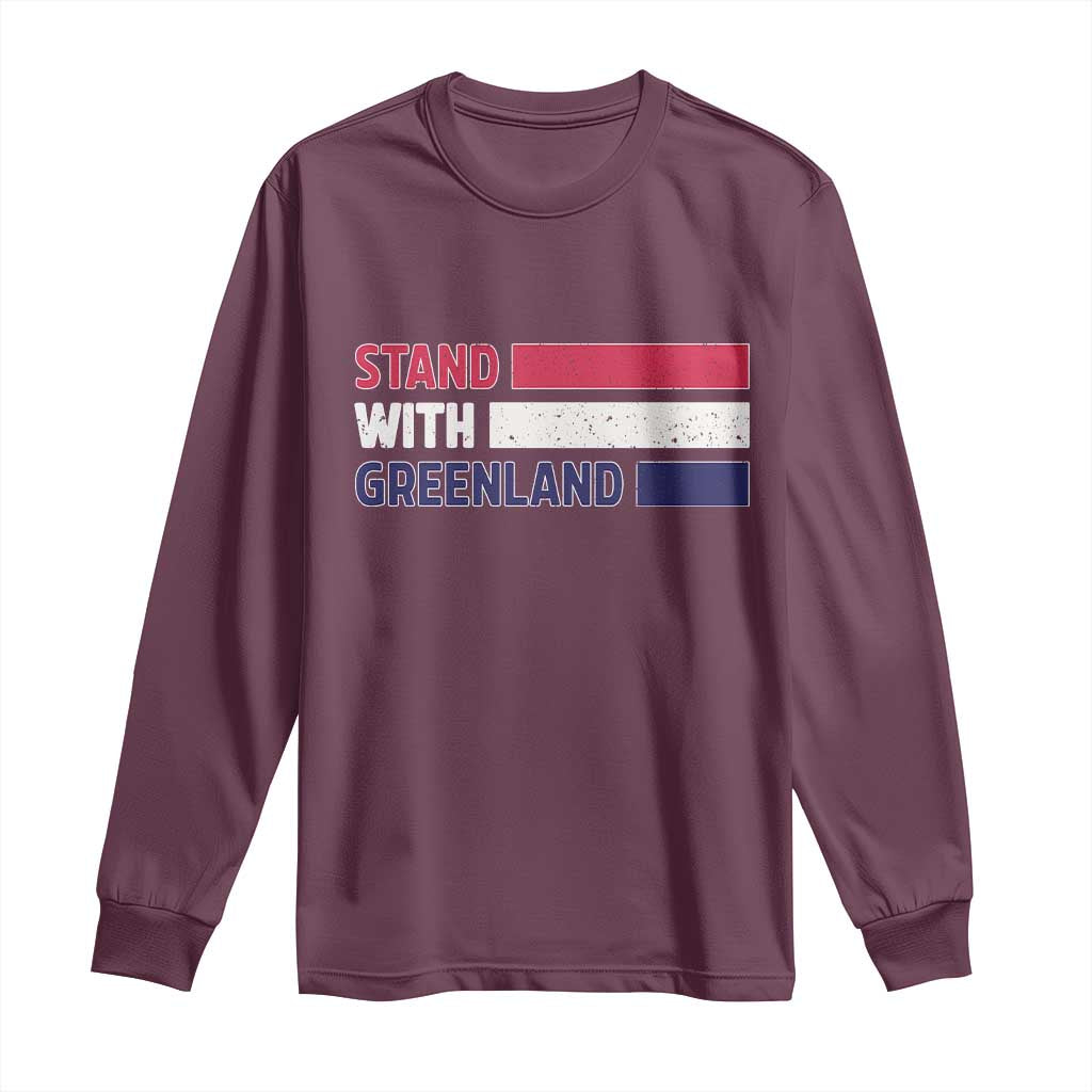 Vintage Retro Stand With Greenland Long Sleeve Shirt Support Greenlander Gift TS12 Maroon Print Your Wear
