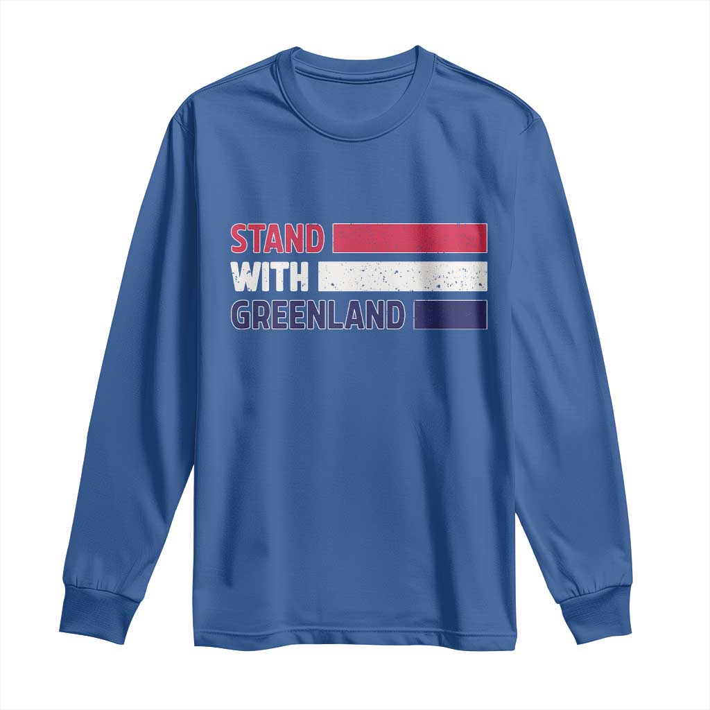 Vintage Retro Stand With Greenland Long Sleeve Shirt Support Greenlander Gift TS12 Royal Blue Print Your Wear