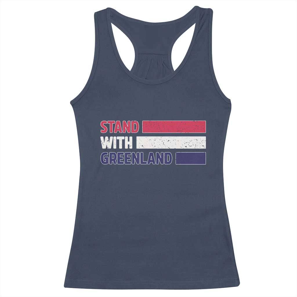 Vintage Retro Stand With Greenland Racerback Tank Top Support Greenlander Gift TS12 Navy Print Your Wear