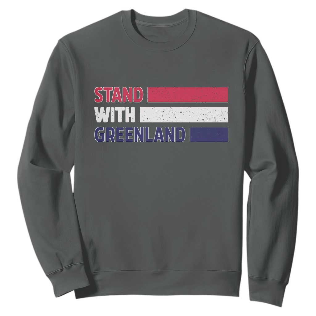 Vintage Retro Stand With Greenland Sweatshirt Support Greenlander Gift TS12 Dark Heather Print Your Wear