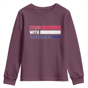 Vintage Retro Stand With Greenland Youth Sweatshirt Support Greenlander Gift TS12 Maroon Print Your Wear