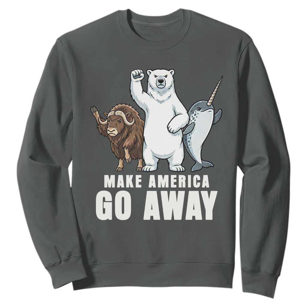 Funny Make America Go Away Sweatshirt Anti Authoritarian Political Gag Gift TS12 Dark Heather Print Your Wear