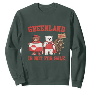 Greenland Is Not For Sale Sweatshirt Greenland Lover Support TS12 Dark Forest Green Print Your Wear