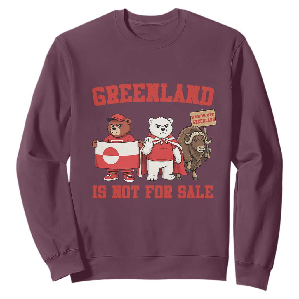 Greenland Is Not For Sale Sweatshirt Greenland Lover Support TS12 Maroon Print Your Wear