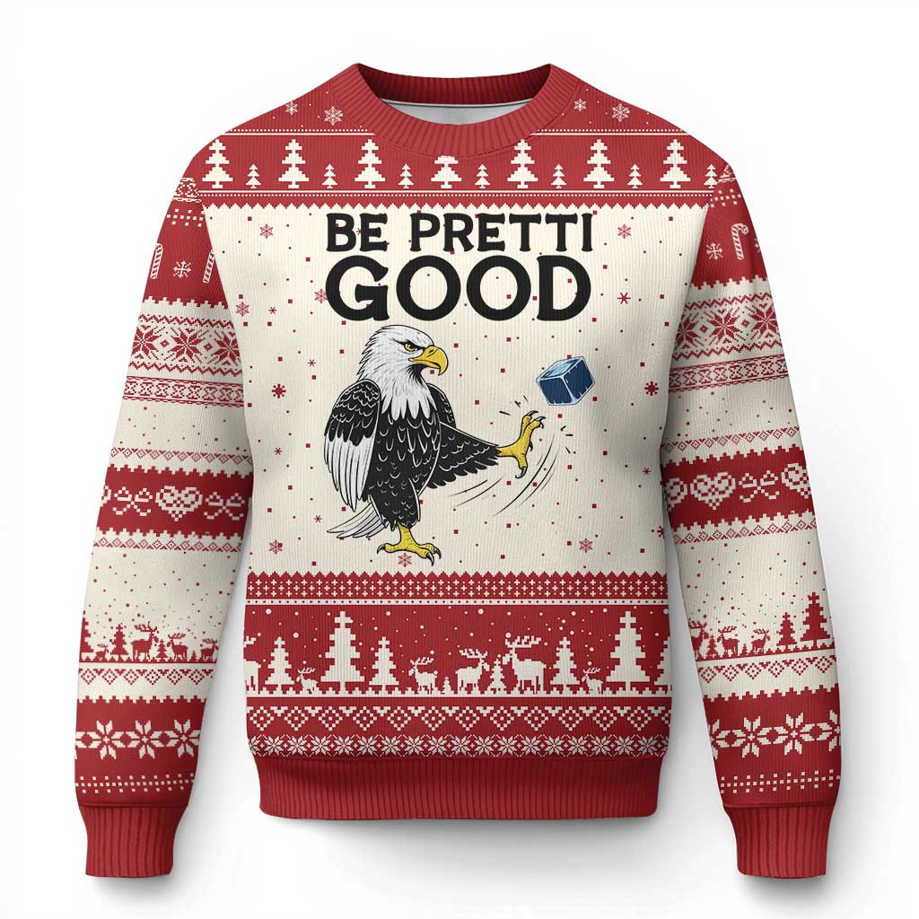 American Eagle Be Pretti Good Ugly Christmas Sweater Minneapolis Support Gift TS12 Beige Red Print Your Wear