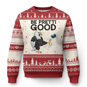 American Eagle Be Pretti Good Ugly Christmas Sweater Minneapolis Support Gift TS12 Beige Red Print Your Wear