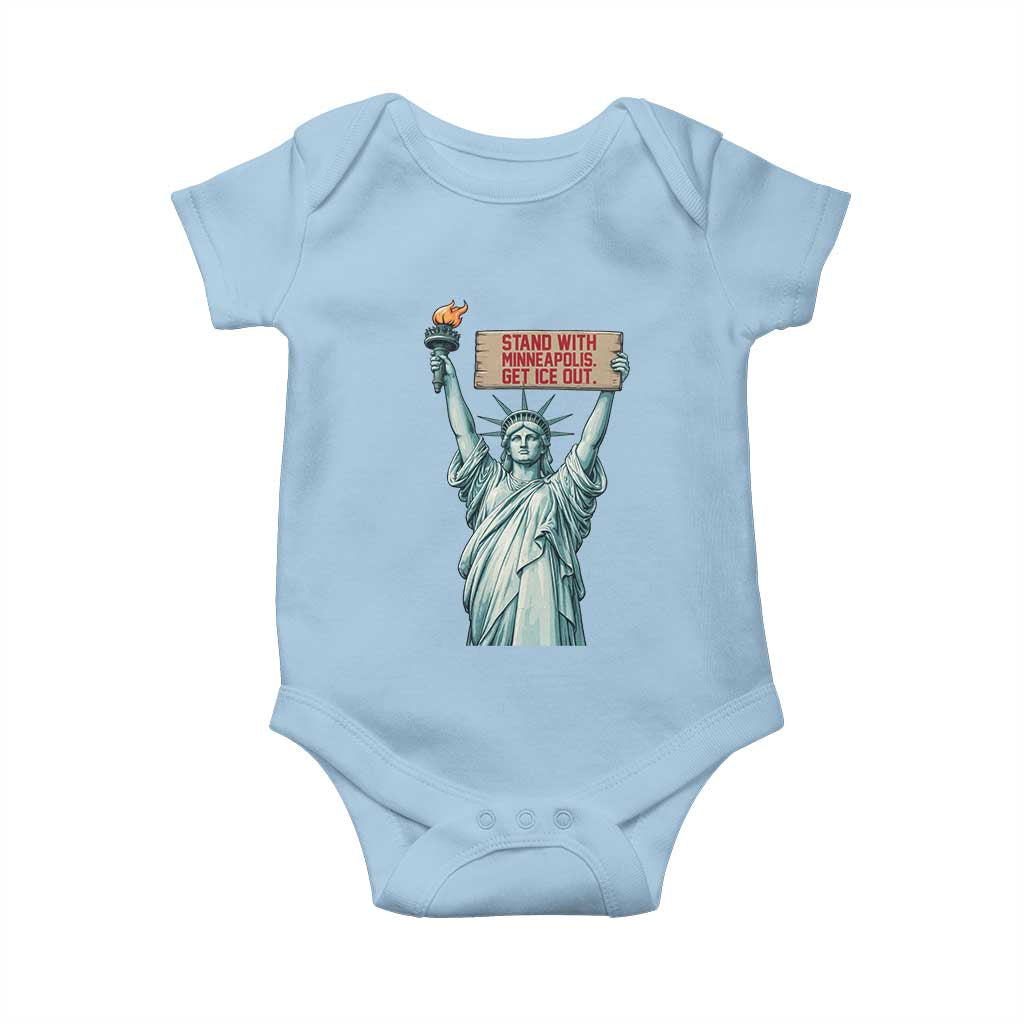 Stand With Minneapolis Baby Onesie Statue Of Liberty Torch Justice Support TS12 Light Blue Print Your Wear