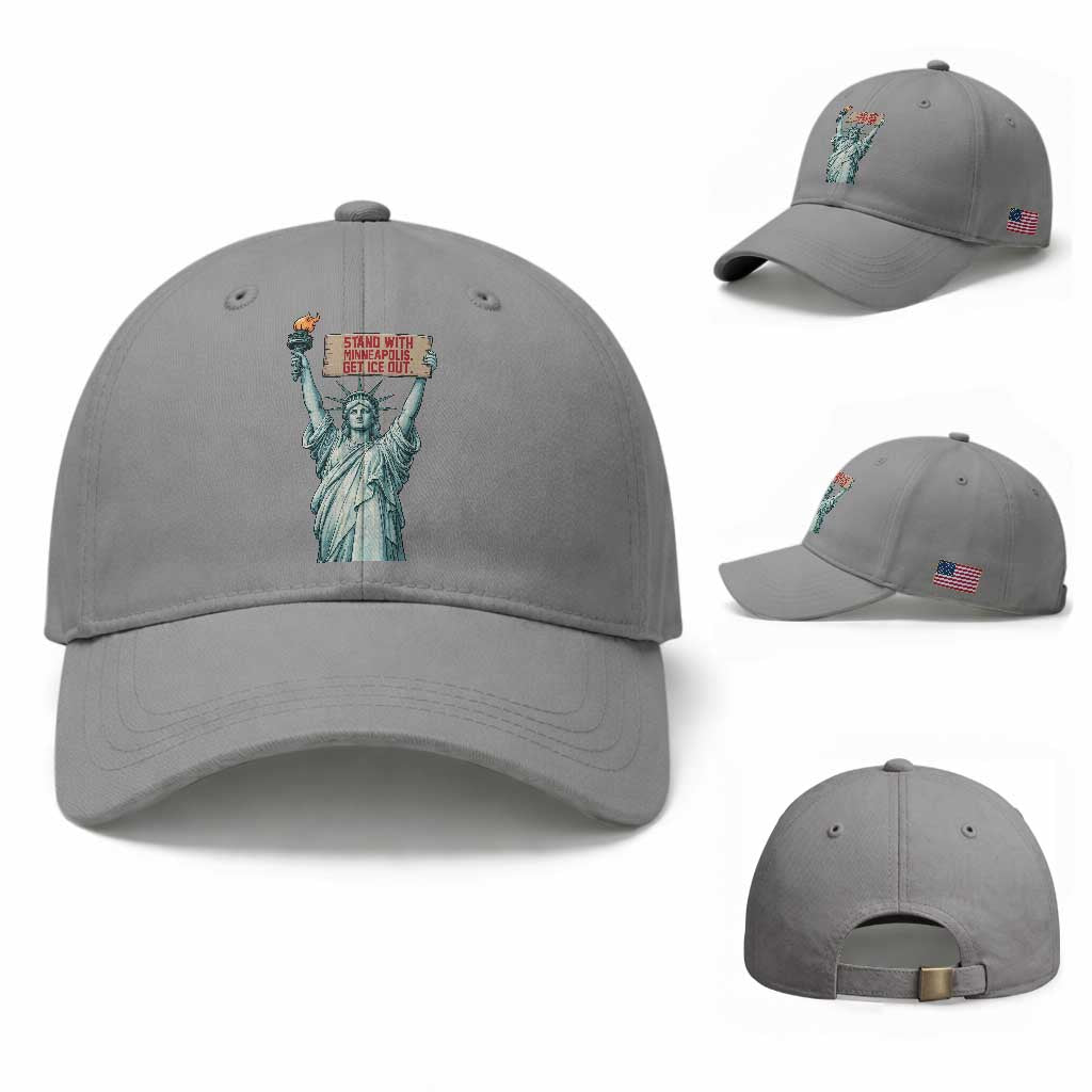 Stand With Minneapolis Baseball Cap Statue Of Liberty Torch Justice Support TS12 Baseball Cap Universal Fit Sport Gray Print Your Wear