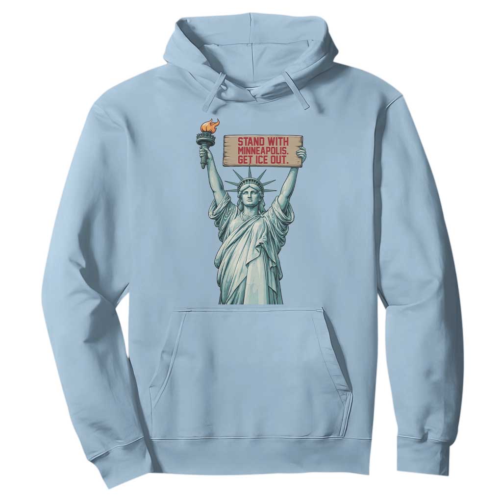 Stand With Minneapolis Hoodie Statue Of Liberty Torch Justice Support TS12 Light Blue Print Your Wear