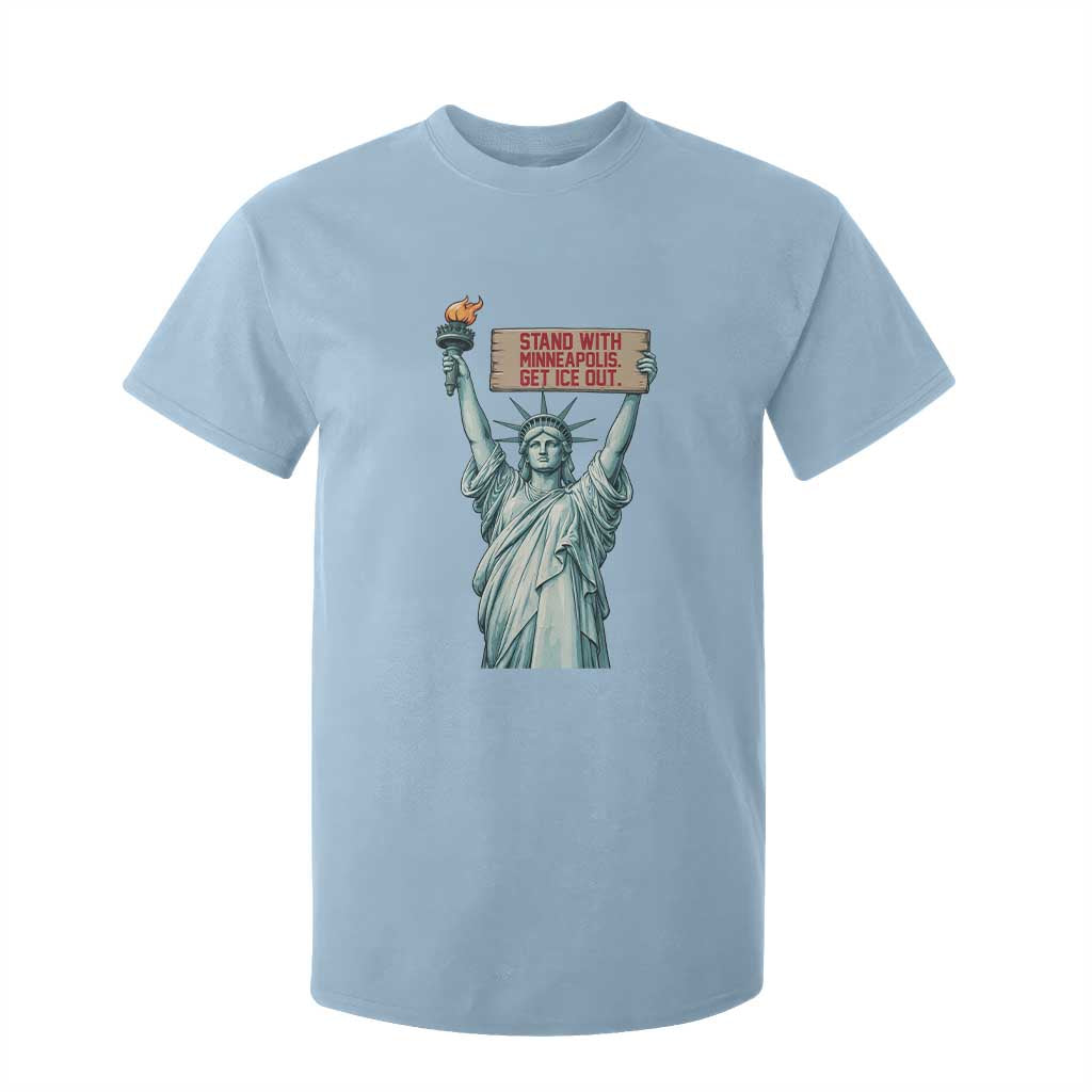 Stand With Minneapolis T Shirt For Kid Statue Of Liberty Torch Justice Support TS12 Light Blue Print Your Wear