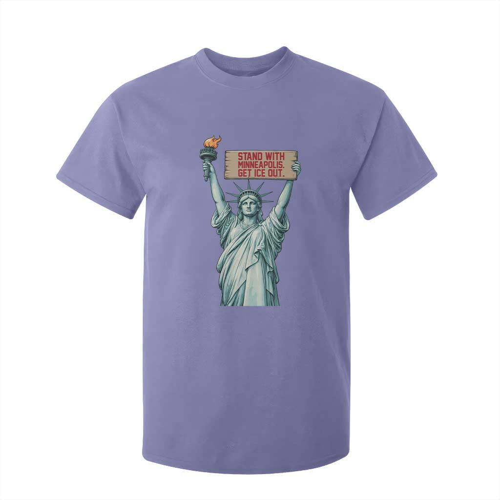 Stand With Minneapolis T Shirt For Kid Statue Of Liberty Torch Justice Support TS12 Violet Print Your Wear