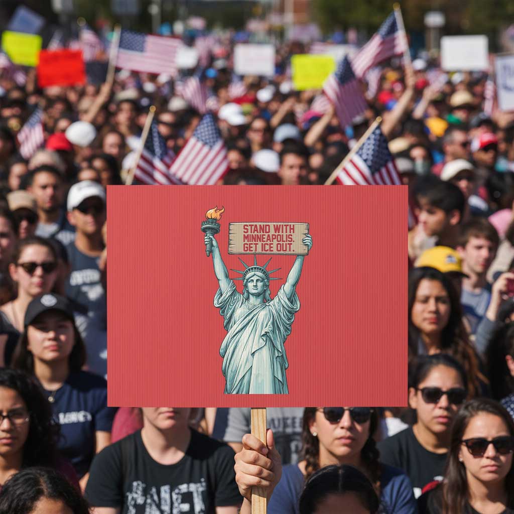 Stand With Minneapolis Protest Sign Statue Of Liberty Torch Justice Support TS12 Horizontal 18