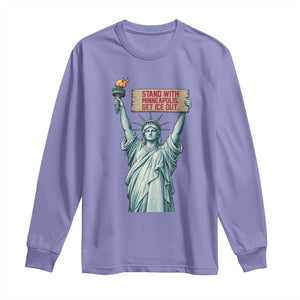 Stand With Minneapolis Long Sleeve Shirt Statue Of Liberty Torch Justice Support TS12 Violet Print Your Wear