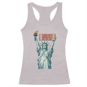 Stand With Minneapolis Racerback Tank Top Statue Of Liberty Torch Justice Support TS12 Ice Gray Print Your Wear