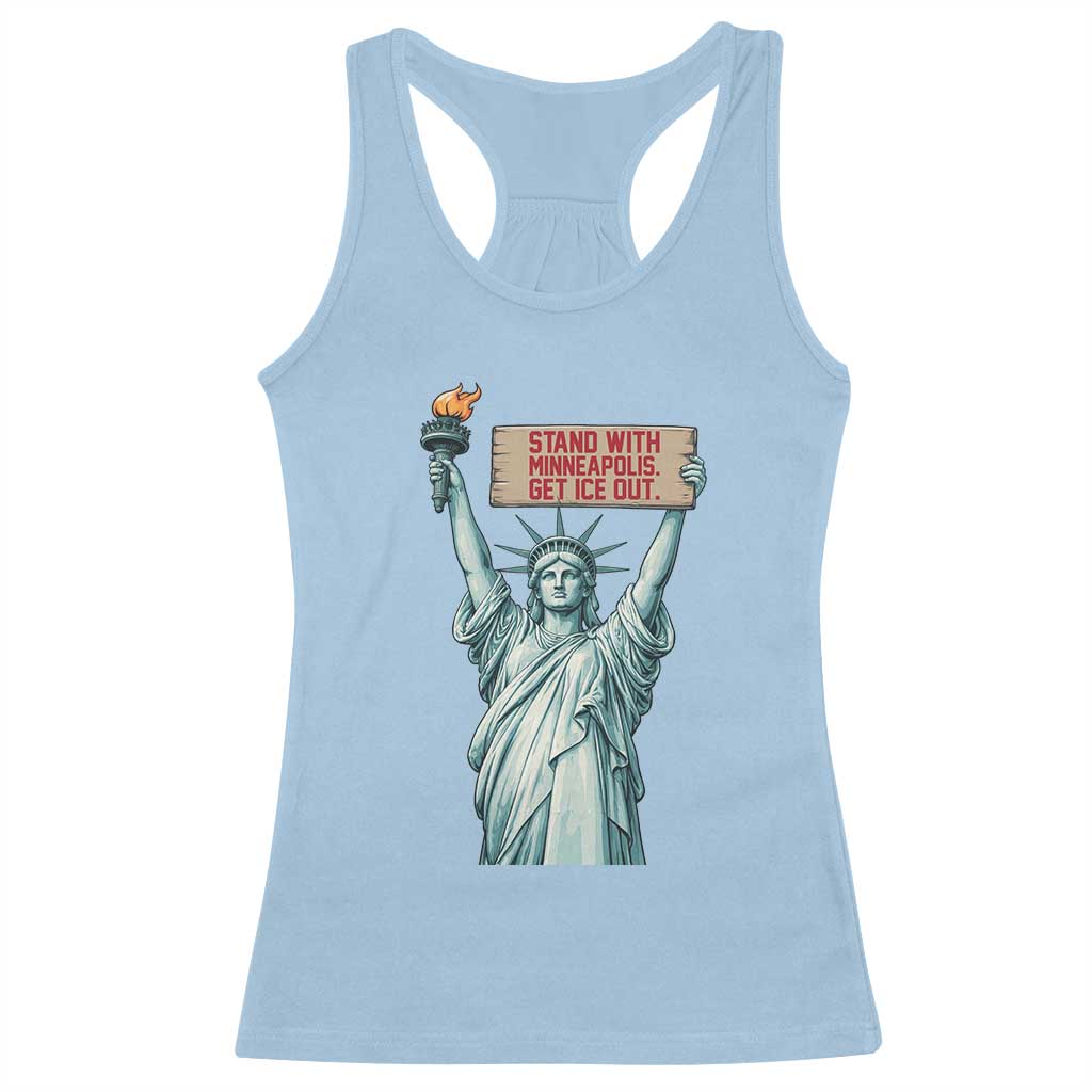 Stand With Minneapolis Racerback Tank Top Statue Of Liberty Torch Justice Support TS12 Light Blue Print Your Wear