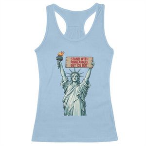 Stand With Minneapolis Racerback Tank Top Statue Of Liberty Torch Justice Support TS12 Light Blue Print Your Wear