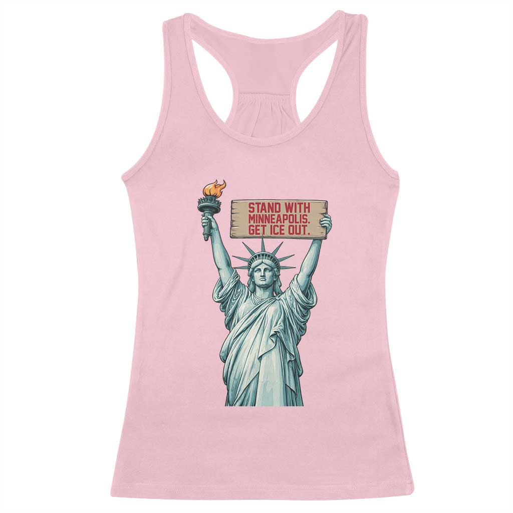 Stand With Minneapolis Racerback Tank Top Statue Of Liberty Torch Justice Support TS12 Light Pink Print Your Wear