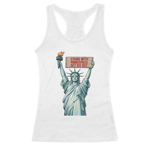 Stand With Minneapolis Racerback Tank Top Statue Of Liberty Torch Justice Support TS12 White Print Your Wear