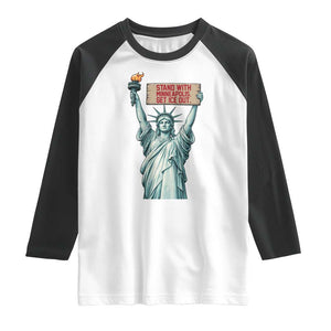 Stand With Minneapolis Raglan Shirt Statue Of Liberty Torch Justice Support TS12 White Black Print Your Wear