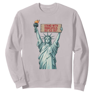 Stand With Minneapolis Sweatshirt Statue Of Liberty Torch Justice Support TS12 Ice Gray Print Your Wear