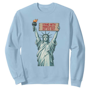 Stand With Minneapolis Sweatshirt Statue Of Liberty Torch Justice Support TS12 Light Blue Print Your Wear