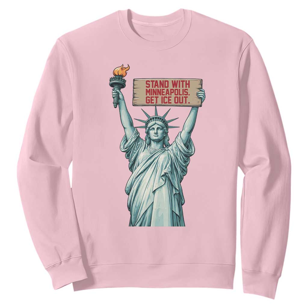 Stand With Minneapolis Sweatshirt Statue Of Liberty Torch Justice Support TS12 Light Pink Print Your Wear