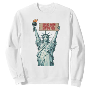 Stand With Minneapolis Sweatshirt Statue Of Liberty Torch Justice Support TS12 White Print Your Wear