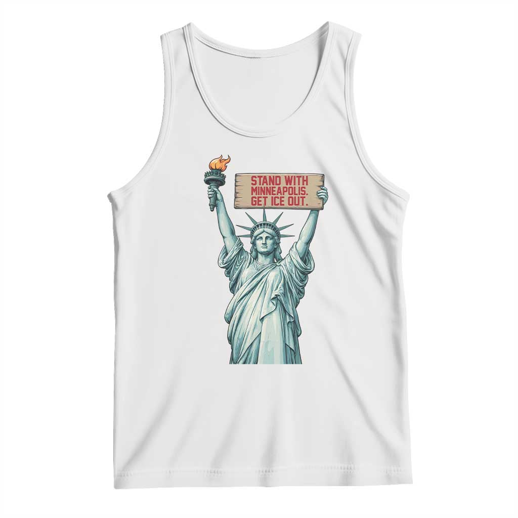 Stand With Minneapolis Tank Top Statue Of Liberty Torch Justice Support TS12 White Print Your Wear