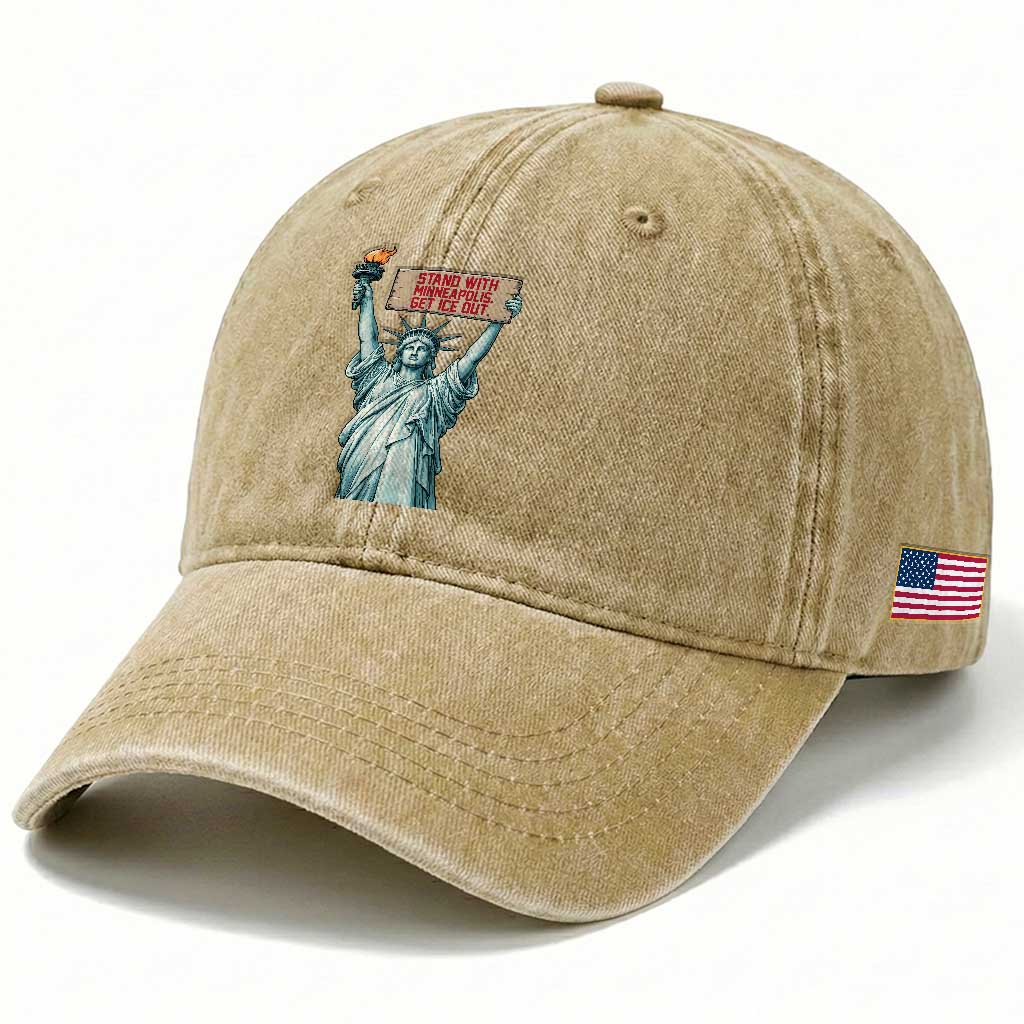 Stand With Minneapolis Washed Cotton Baseball Cap Statue Of Liberty Torch Justice Support TS12 Print Your Wear