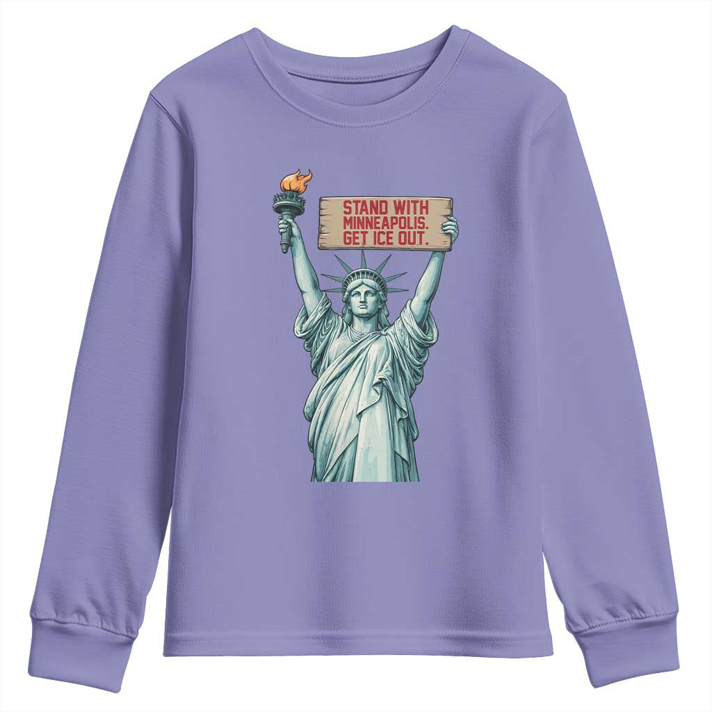 Stand With Minneapolis Youth Sweatshirt Statue Of Liberty Torch Justice Support TS12 Violet Print Your Wear