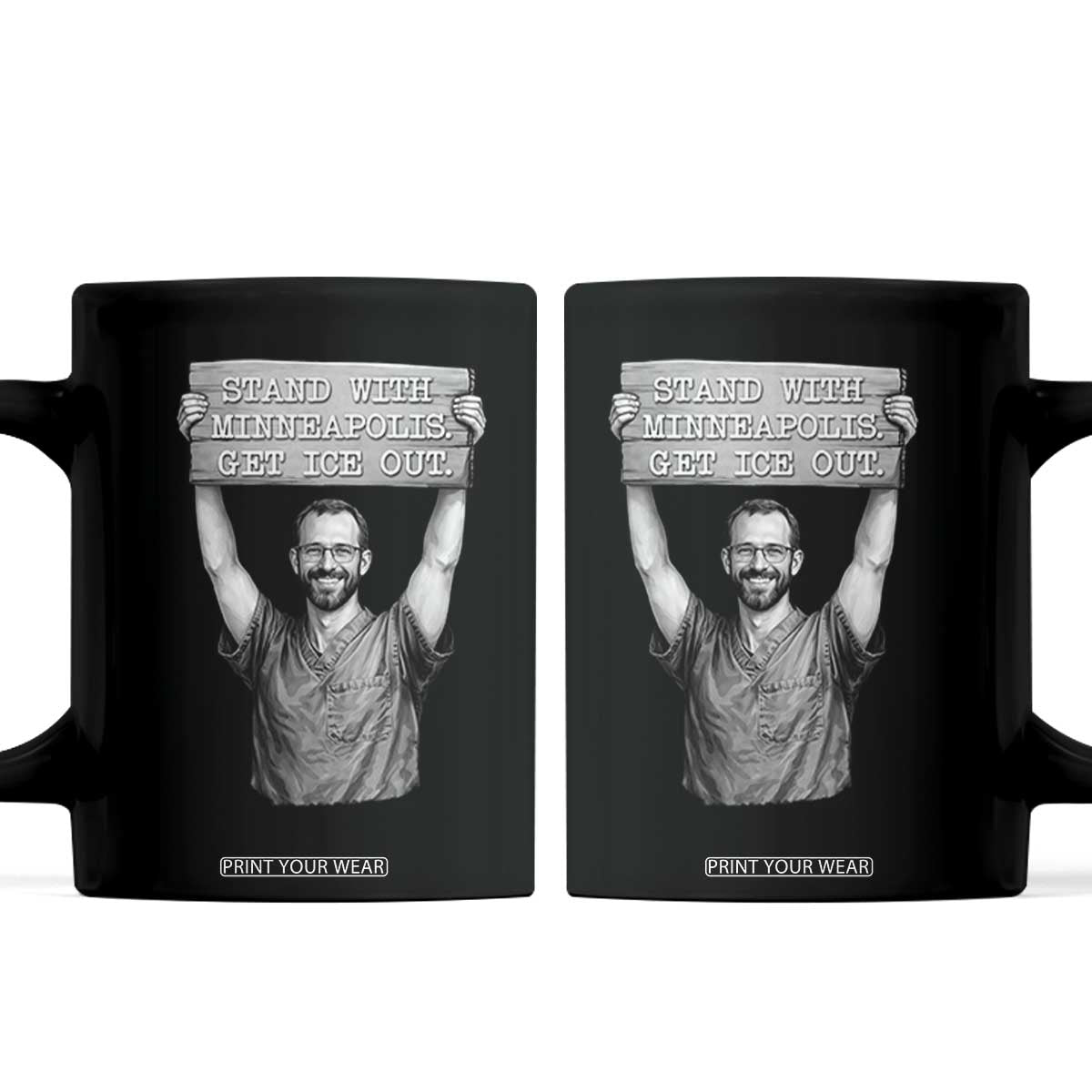 Stand With Minneapolis Coffee Mug Alex Pretti Memorial ICU Nurse Support TS12 Black Print Your Wear