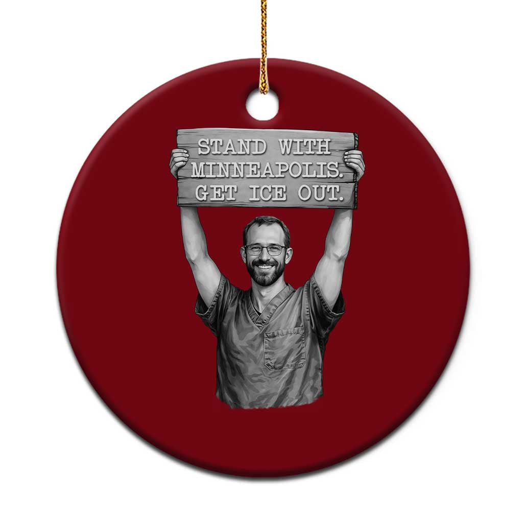 Stand With Minneapolis Ceramic Ornament Alex Pretti Memorial ICU Nurse Support TS12 1pc Red Print Your Wear
