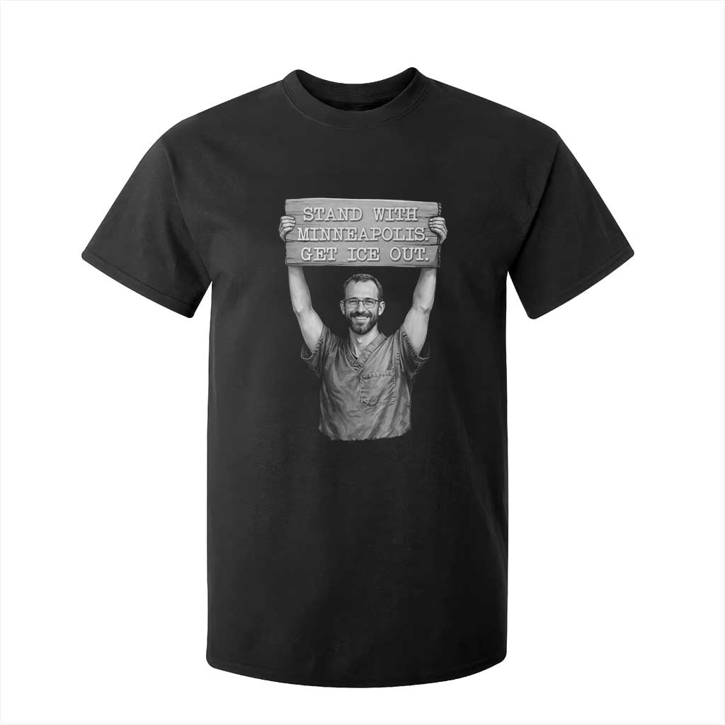 Stand With Minneapolis T Shirt For Kid Alex Pretti Memorial ICU Nurse Support TS12 Black Print Your Wear