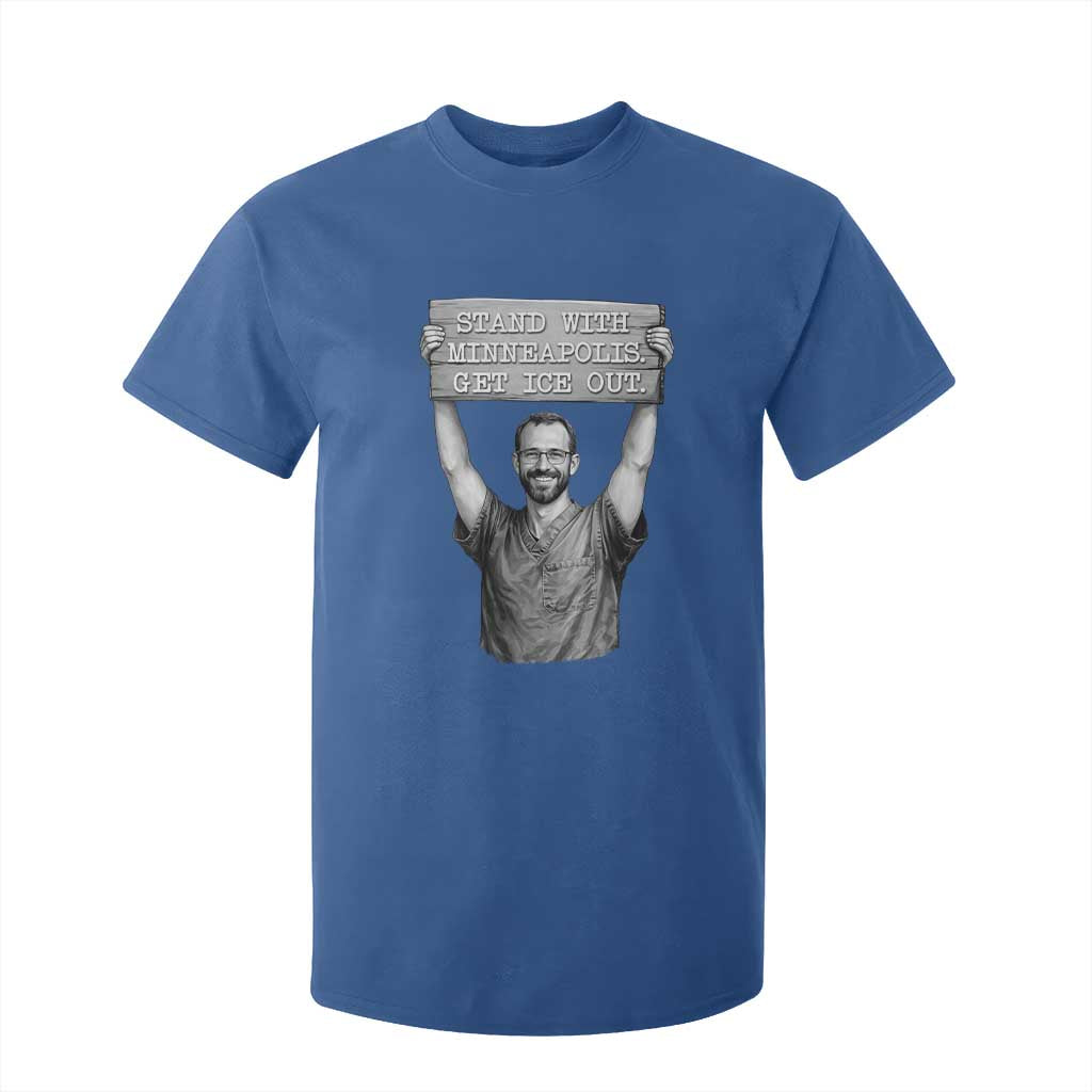 Stand With Minneapolis T Shirt For Kid Alex Pretti Memorial ICU Nurse Support TS12 Royal Blue Print Your Wear