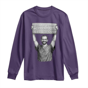 Stand With Minneapolis Long Sleeve Shirt Alex Pretti Memorial ICU Nurse Support TS12 Purple Print Your Wear