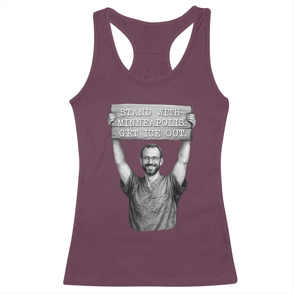 Stand With Minneapolis Racerback Tank Top Alex Pretti Memorial ICU Nurse Support TS12 Maroon Print Your Wear