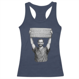 Stand With Minneapolis Racerback Tank Top Alex Pretti Memorial ICU Nurse Support TS12 Navy Print Your Wear
