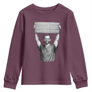 Stand With Minneapolis Youth Sweatshirt Alex Pretti Memorial ICU Nurse Support TS12 Maroon Print Your Wear