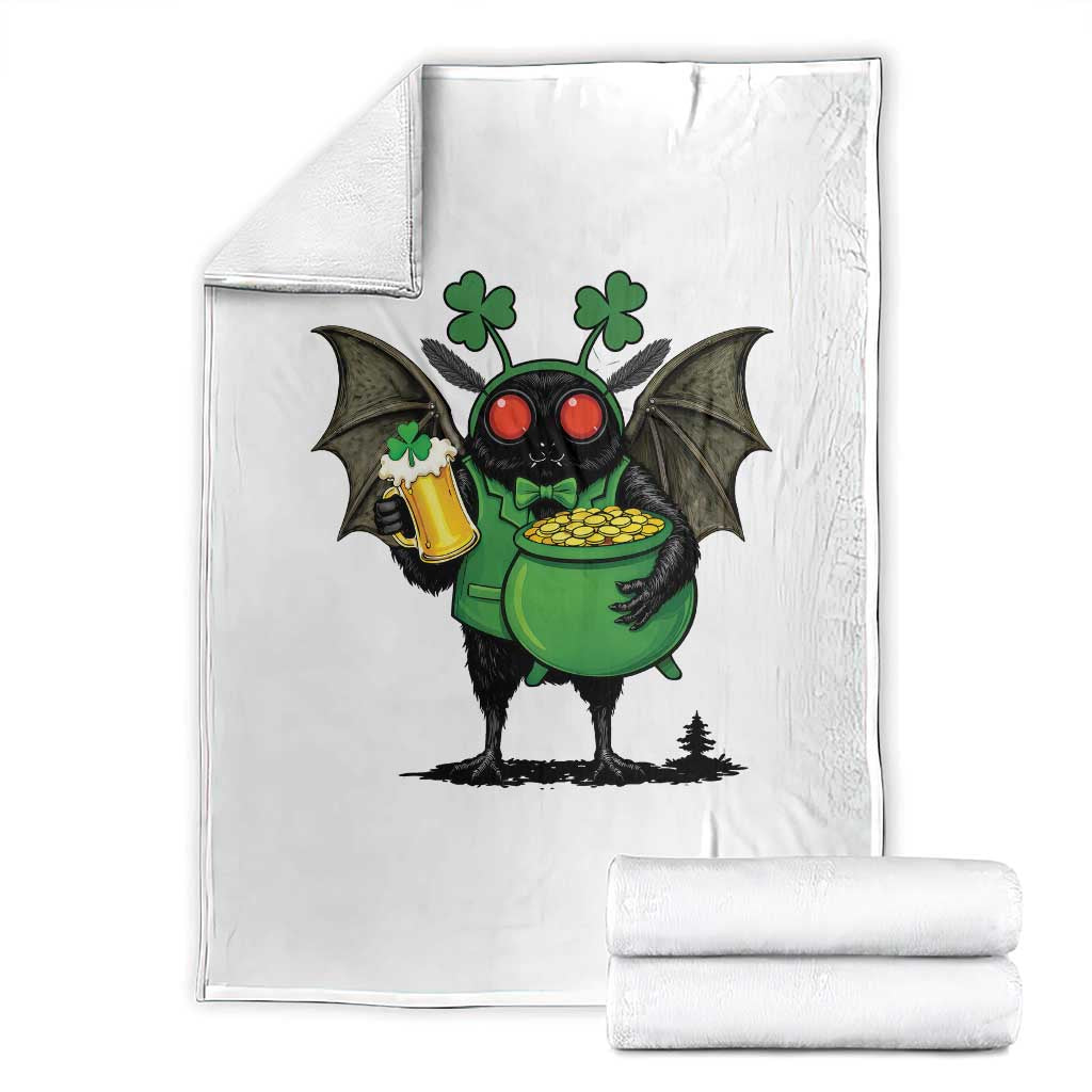 Funny Mothman Throw Blanket St Patricks Day Cryptid Gift TS12 White Print Your Wear