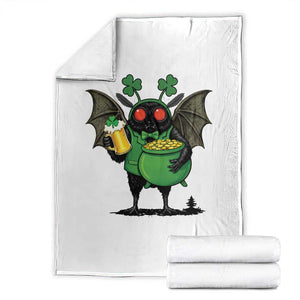 Funny Mothman Throw Blanket St Patricks Day Cryptid Gift TS12 White Print Your Wear