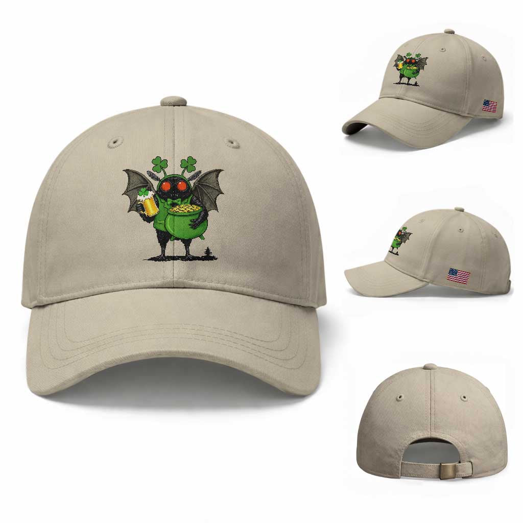 Funny Mothman Baseball Cap St Patricks Day Cryptid Gift TS12 Baseball Cap Universal Fit Beige Print Your Wear